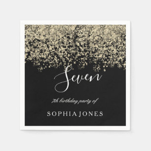 Serviettes En Papier Gold Parties scintillant Confetti Black 7e anniver