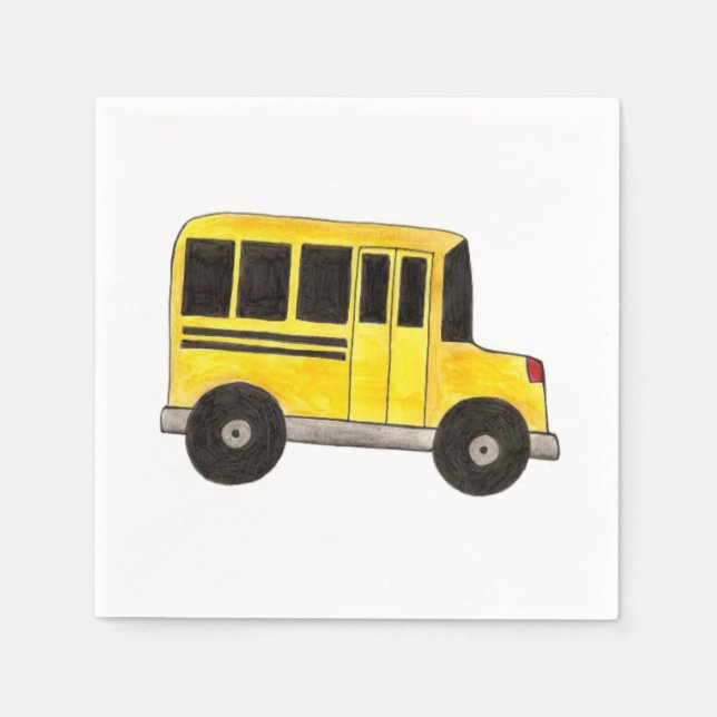 Serviettes En Papier Grand Jaune Conducteur de bus scolaire enseignant  (Devant)