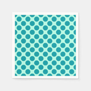 Serviettes En Papier Grands points rétro - aqua et turquoise