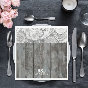 Serviettes En Papier grange rustique dentelle mariage campagnard occide