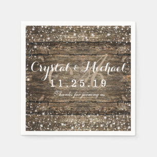 Serviettes En Papier Grange rustique Flammes de neige en bois Mariage h