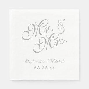 Serviettes En Papier Grey White M. et Mme. Papier mariage