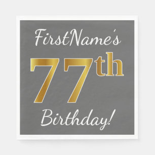 Serviettes En Papier Gris, anniversaire d'or de Faux