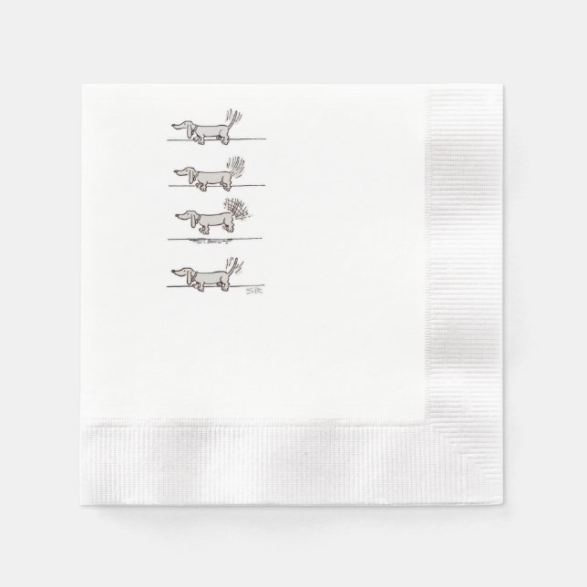 Serviettes en papier gris Dachshund volantes (Devant)