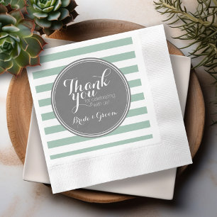Serviettes En Papier Gris et menthe - Merci Mariage mariée