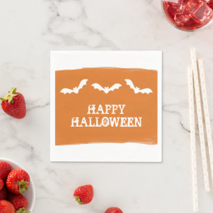 Serviettes En Papier Halloween Bats d'aquarelle blanche orange