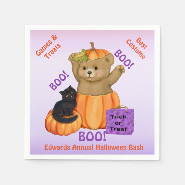 Serviettes En Papier Halloween Boo Bear (Devant)