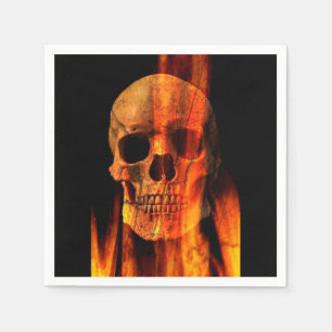 Serviettes En Papier Halloween Napkine/Crânes en feu