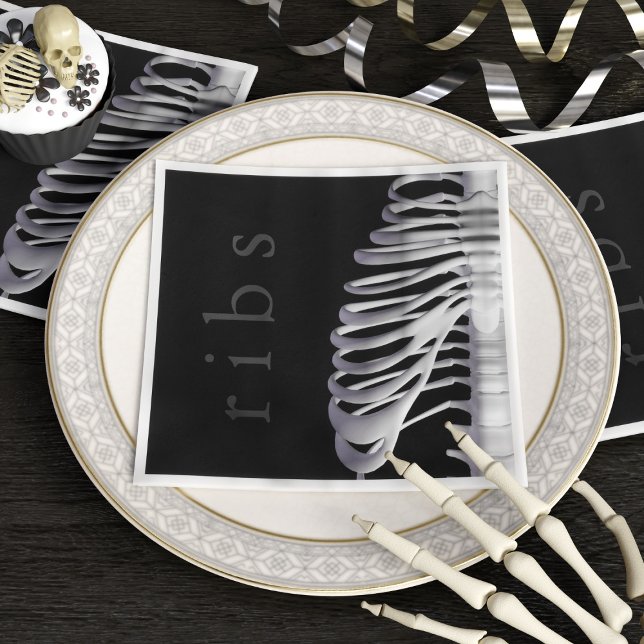 Serviettes En Papier Halloween Party Skeleton Bones Rib Casse Éffrayant (Créateur téléchargé)