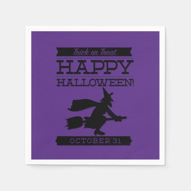 Serviettes En Papier Halloween rétro typographique (Devant)