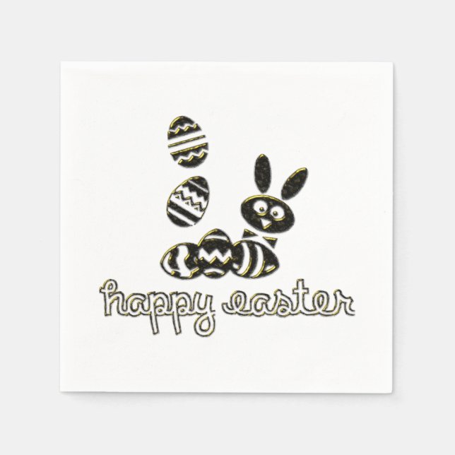 Serviettes En Papier Happy Easter Paper Napkin Digital Embossage effet (Devant)