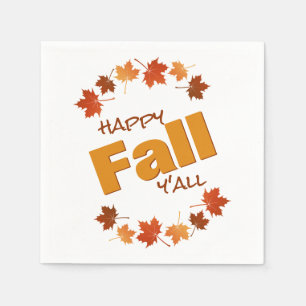 Serviettes En Papier happy fall y'all salutation automne feuilles de l'