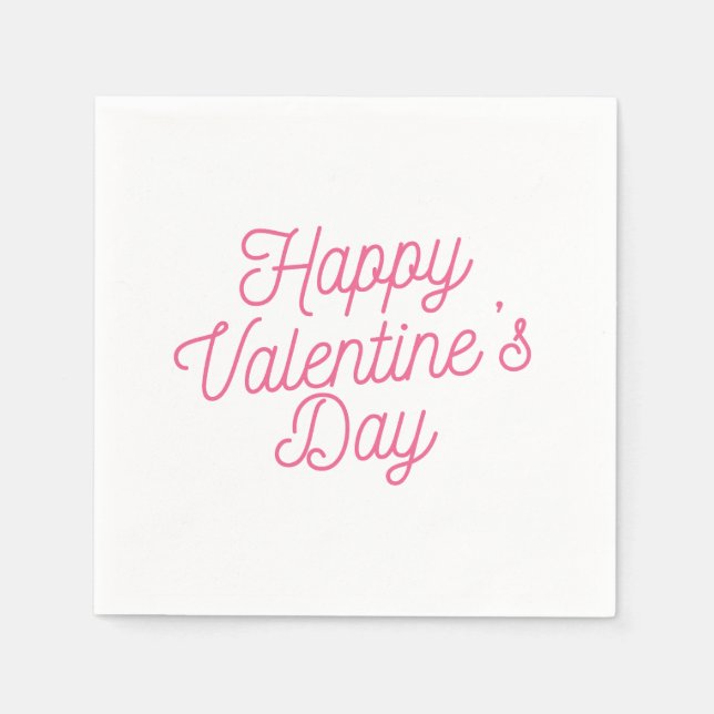 Serviettes En Papier Heureuse Sainte-Valentin rose | Napkin (Devant)