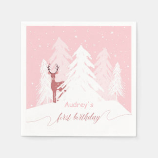 Serviettes En Papier Hiver Onederland 1er Anniversaire Personnalisé Nap