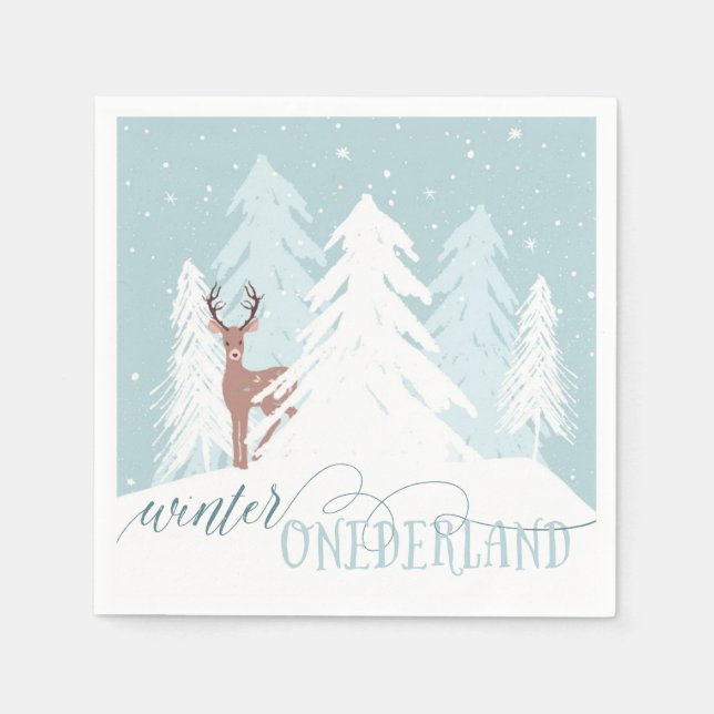 Serviettes En Papier Hiver Onederland Premier anniversaire Napkin Deer (Devant)