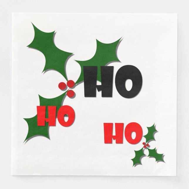 Serviettes En Papier Ho Ho Ho Mistletoe Papier serviettes (Devant)