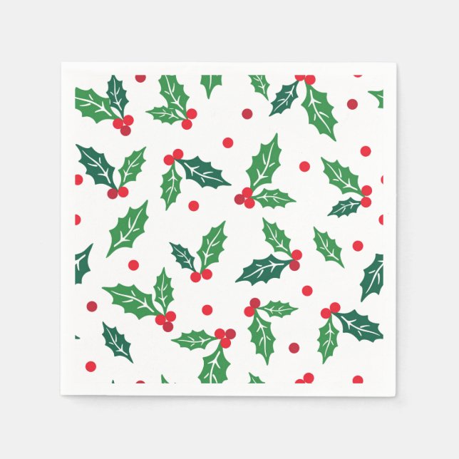 Serviettes en papier Holiday Holly (Devant)