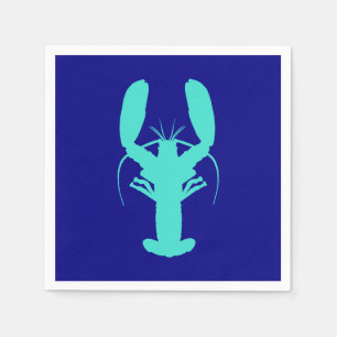 Serviettes En Papier Homard de turquoise sur le bleu marine
