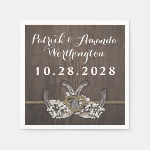 Serviettes En Papier Horseshoe Bébé's Breath Rustic Mariage serviettes