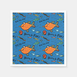 Serviettes En Papier Hourra pour le motif de poissons