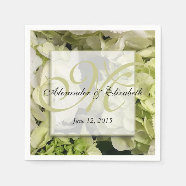 Serviettes En Papier Hydrangea Mariage Monogramme personnalisé (Devant)