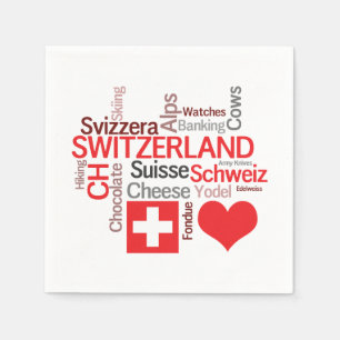 Serviettes En Papier I Love Switzerland - Favoris Swiss Things