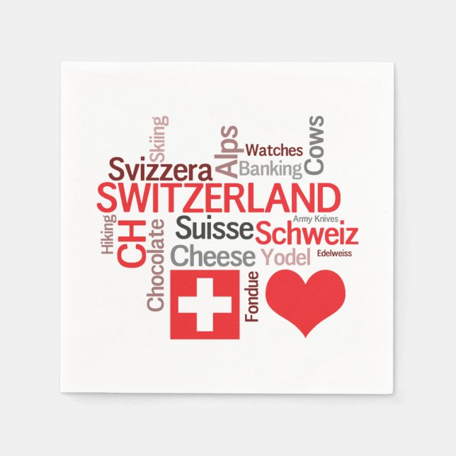 Serviettes En Papier I Love Switzerland - Favoris Swiss Things (Devant)