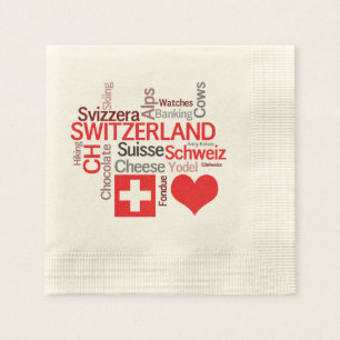 Serviettes En Papier I Love Switzerland - Favoris Swiss Things