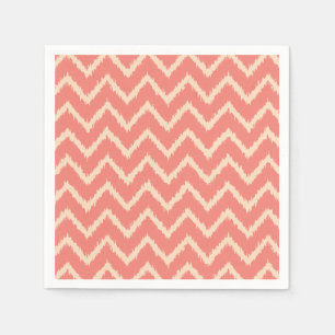 Serviettes En Papier Ikat Chevrons - Corail orange et pêche