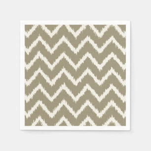 Serviettes En Papier Ikat Chevrons - Taupe tan et beige