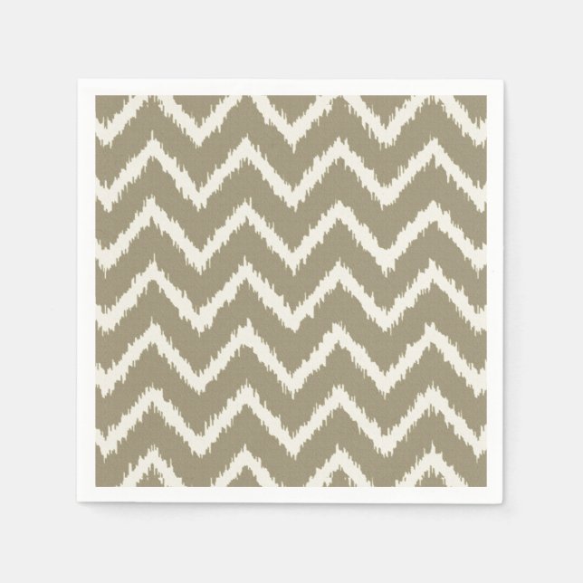 Serviettes En Papier Ikat Chevrons - Taupe tan et beige (Devant)