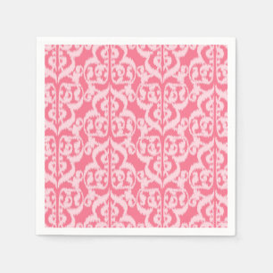 Serviettes En Papier Ikat Moorish Damask - nuances de corail rose