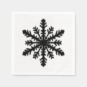 Serviettes En Papier Ikat Snowflake - Blanc et noir