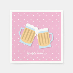 Serviettes En Papier Il y a des tasses de bière pour bébé Shower Rose