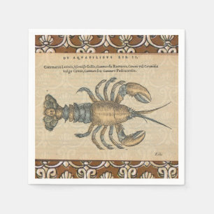 Serviettes En Papier Illustration de homard vintage : Damassé côtier