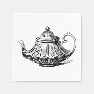 Serviettes En Papier Illustration de théière antique
