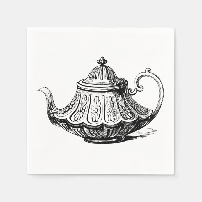 Serviettes En Papier Illustration de théière antique (Devant)