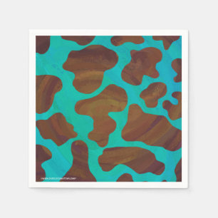 Serviettes En Papier Impression Brown et Turquoise de vache