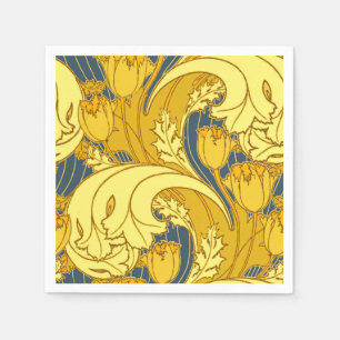 Serviettes En Papier Impression de motif de tulipe : Art nouveau bleu j