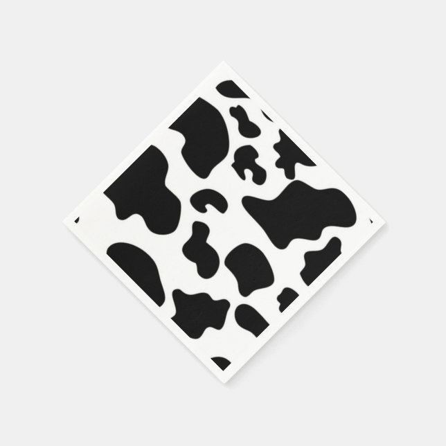 Serviettes En Papier Impression de vache noire et blanche (Coin)