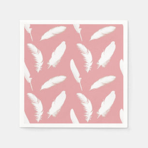 Serviettes En Papier Impression en plumes blanches sur coque rose