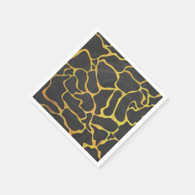 Serviettes En Papier Impression Giraffe noir et jaune (Coin)