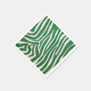 Serviettes En Papier Impression vert et blanc Zebra