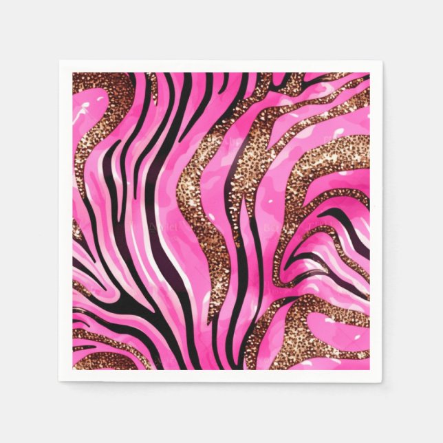Serviettes en papier imprimé tigre animé fêtes, pa (Devant)