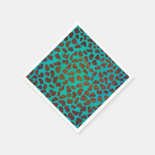 Serviettes En Papier Imprimerie Brown et Turquoise dalmate
