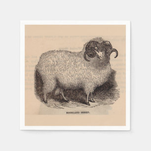 Serviettes En Papier Imprimerie du 19e siècle moutons des Highlands