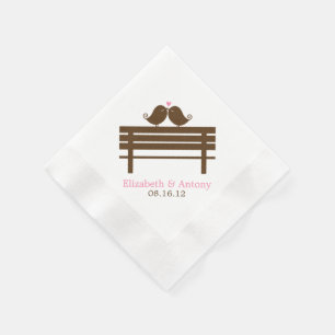 Serviettes En Papier Inséparables roses sur Park Bench Mariage