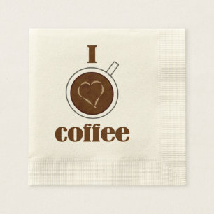 Serviettes En Papier J'aime les serviettes de papier de coeur de Latte