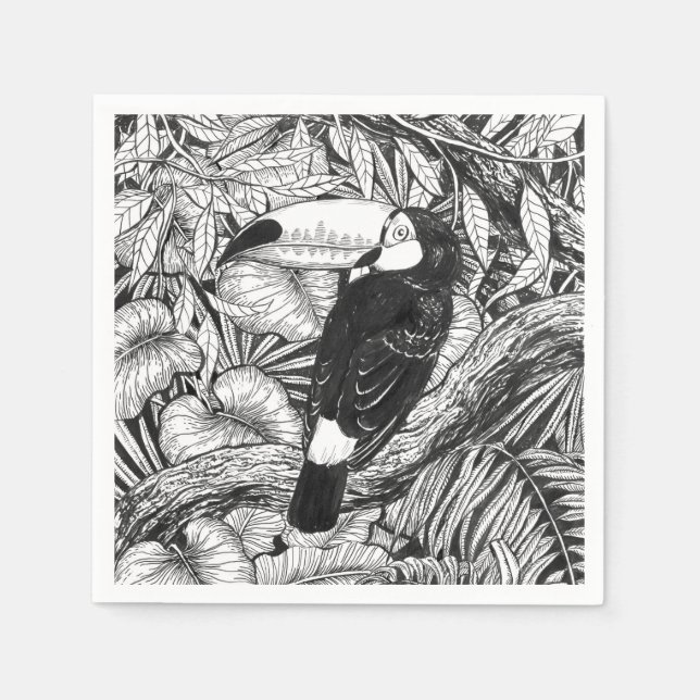 Serviettes En Papier Jardin tropical toucan (Devant)