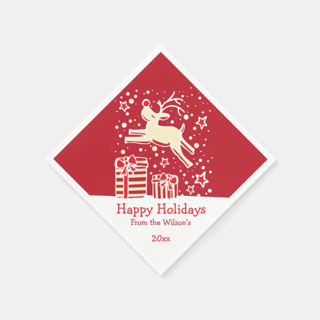 serviettes en papier jaune crème rouge renne de No (Coin)
